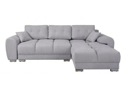 Graues Ecksofa mit Schlaffunktion großes Sofa mit Stoffbezug Ausziehsofa