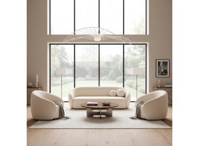 Beiges Wohnzimmer-Set 3+1+1-Sitzer-Sofas Sessel minimalistisch modern