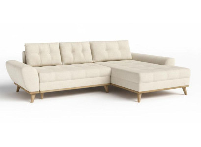 Beiges L-förmiges Ecksofa Schlafsofa Ausziehbares Stoffsofa Wohnzimmer