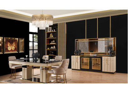 Esszimmer Set Esstisch 4x Stühle Konsole Beige Moderner Stil Praktisch