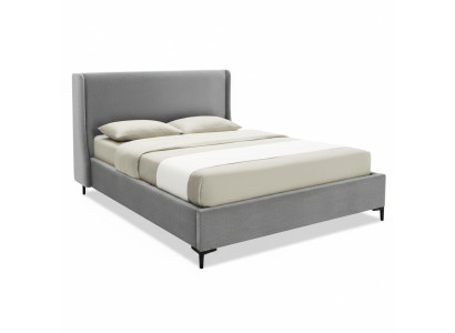 Graues Doppelbett 160 x 200  Bettrahmen mit Stoffbezug Schlafzimmermöbel