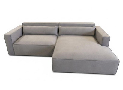 Graues L-förmiges Ecksofa aus Stoff modernes bequemes Sofa Wohnzimmer