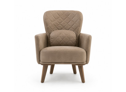Komfortabler Loungesessel beige Kissen gestepptem Italienischer Sessel