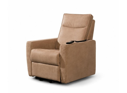 Elektrischer Relaxsessel Fernsehsessel beige Stoffbezug Verstellbar