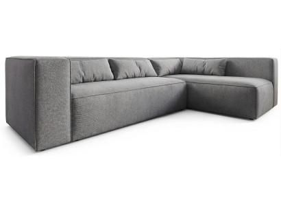Graues L-förmiges Ecksofa großes Stoffsofa Wohnzimmermöbel modern