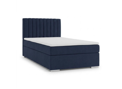 Dunkelblaues Boxspringbett 90 x 200 Bett mit Stauraum und Matratze Schlafzimmer