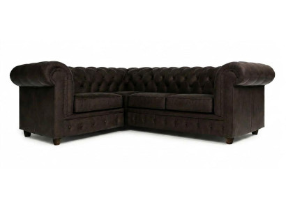 Luxuriöses braunes Ecksofa in L-Form gestepptes Sofa klassischer Chesterfield