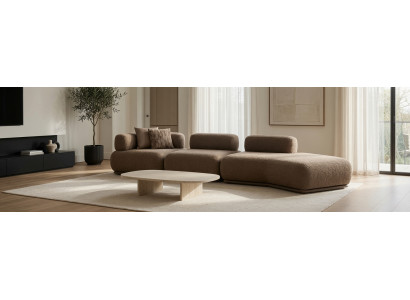 Elegantes Beige Modul Ecksofa Stoff Modernes Design Lounge Couch