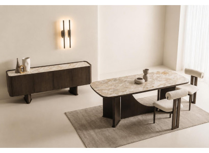 Braunes Esszimmer set Esstisch Stühle TV-Schrank Sideboard Couchtisch Modern