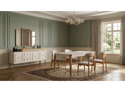 Esszimmer Set Modern Esstisch Stühle(4x) Ohne Armlehne Spiegel statusbezogen
