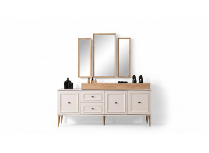 Sideboard Modern Beige Edel Spiegel Holz Design prestigevoll praktisch