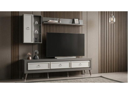TV board Wandschrank Wandregal Wohnzimmer Stil modern grau praktisch