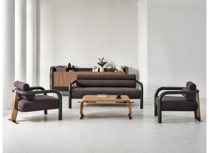 Sofa Set Sofa Sessel weich bequem schön modern braun