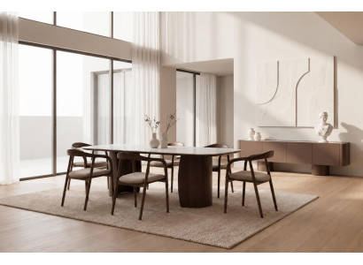 Braunes Esszimmer set Esstisch Stühle Sideboard Modern Stil Premium