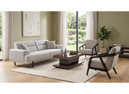 Elegantes Wohnzimmer Set 3+1+1 Sitzer Couchtisch Modern Komfort Design