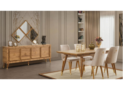 Tisch Konsole Spiegel Wohnzimmer Stil modern braun rechteckig ausklappbar