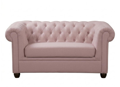 Hellrosa 2-Sitzer-Schlafsofa Gestepptes Stoffsofa Chesterfield Klassischer