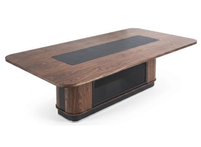 Braun-Schwarzer Designer Chefschreibtisch Arbeitszimmer Holztisch