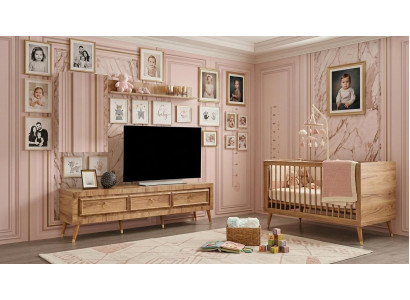 TV board Wandregal Stil modern braun Wohnzimmer praktisch geräumig