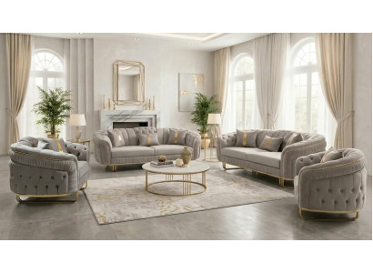 Luxuriöse Grau Polstergarnitur Stilvoller 3-Sitzer Designer Sessel