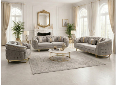 Exklusives Wohnzimmer Set Edle Couchen 3-Sitzer Polstersessel 3tlg