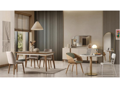 Tisch Spiegel Wohnzimmer Stil modern braun rechteckig ausklappbar bequem