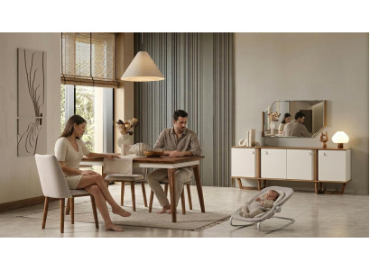 Tisch Konsole Spiegel Wohnzimmer Stil modern braun rechteckig ausklappbar