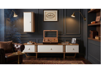 TV Board Wandschrank Stil modern braun Wohnzimmer praktisch geräumig
