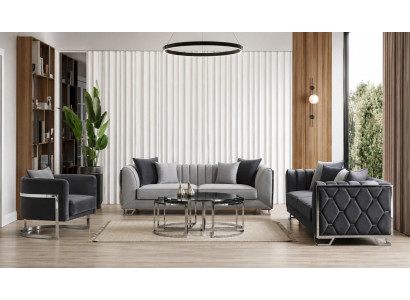 Beiges Sofa-Set 3-Sitzer Sofa Sessel Wohnzimmer Modern Premium-Möbel