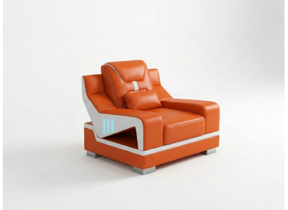 Moderner Sessel Orange LED Luxus Designsessel Lounge Relaxsessel Neu