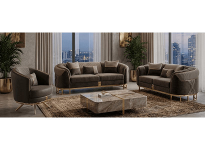 Premium Couchgarnitur Stilvoller 3-Sitzer Zweisitzer Loungesessel