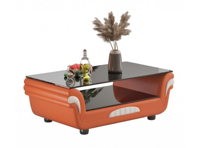 Wohnzimmer Couchtisch Orange Weiß Modern Glasplatte Design Tisch Sofa