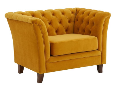 Gelber Stoffsessel Weicher Sessel mit Armlehnen Klassischer Chesterfield