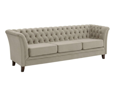 Graues 3-Sitzer-Sofa Stoffsofa mit Steppung  Kapitonierung Chesterfield