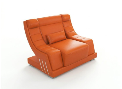 Leder Sessel Modern Orange Relax LED Design Polstersessel Wohnzimmer