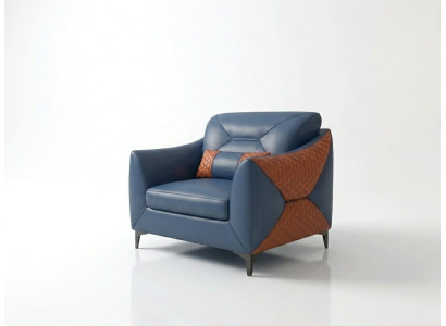 Leder Sessel Modern Orange Blau Relax Design Polstersessel Wohnzimmer *