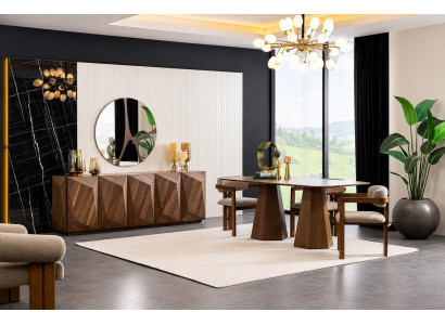 Edles Esszimmer Set Küchentisch Designer Polsterstühle Sideboard