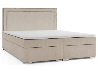 Beiges Boxspringbett 160×200 Bett mit Matratze und Stauraum mit Topper moderne