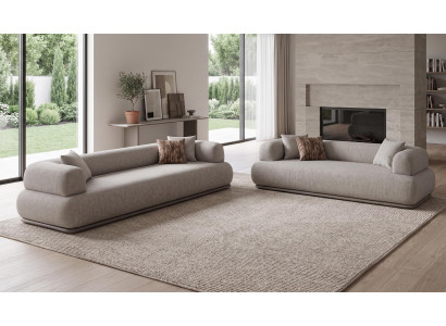 Elegantes Beiges Sofa Set 4+3 Sitzer Minimalistisch