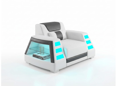 Sessel Weiß LED Modern Lounge Wohnzimmer Design Polstersessel Möbel *