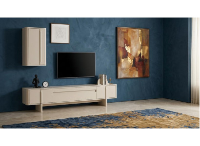 TV Board Wandschrank Wohnzimmer Stil modern weiß praktisch geräumig