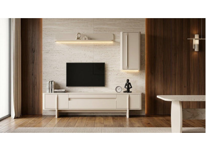 TV Board Wandschrank Wandregal Stil modern weiß bequem Wohnzimmer