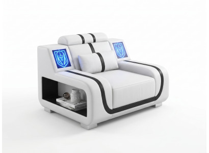 Sessel Weiß Schwarz LED Modern Wohnzimmer Lounge Design Praktisch *