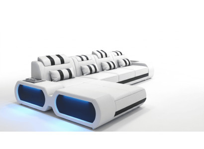 Modern Ecksofa L-Form Weiß LED Sofa Set Couch Design Elegant Design *