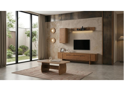 Tisch TV board Wandschrank Wandregal Stil modern braun rechteckig