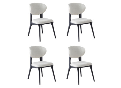 4 Stühle Set Modern Weiß Schwarz Elegant Essstühle Polstersessel