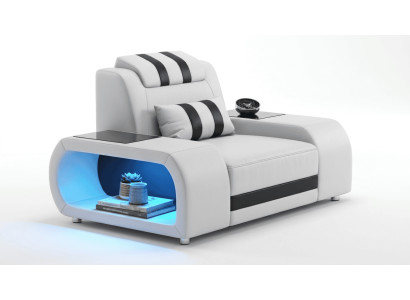 Sessel Modern Weiß Schwarz LED Premium Sessel Relaxsessel Komfort *