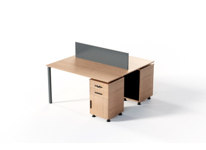 Moderner beige Schreibtisch Schubladen Metallgestell Trennwand