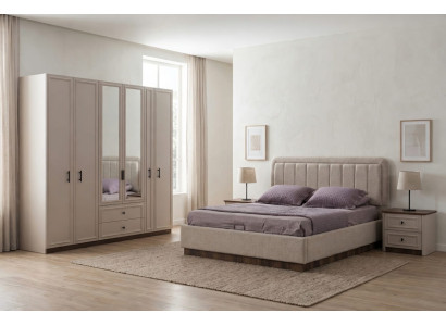 Stilvolle Schlafzimmer Garnitur Polsterbett 2x Nachttische Schrank