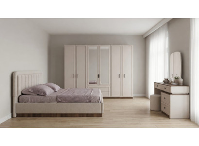Edles Schlafzimmer Set Doppelbett Schminktisch 6-türiger Schrank